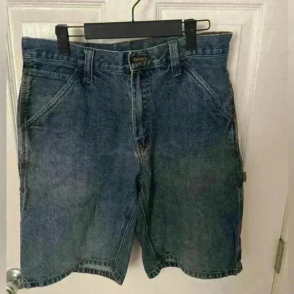 Faded Glory Denim Carpenter Shorts Jorts Men’s 32 Blue Jean Painter Pockets - Picture 1 of 5